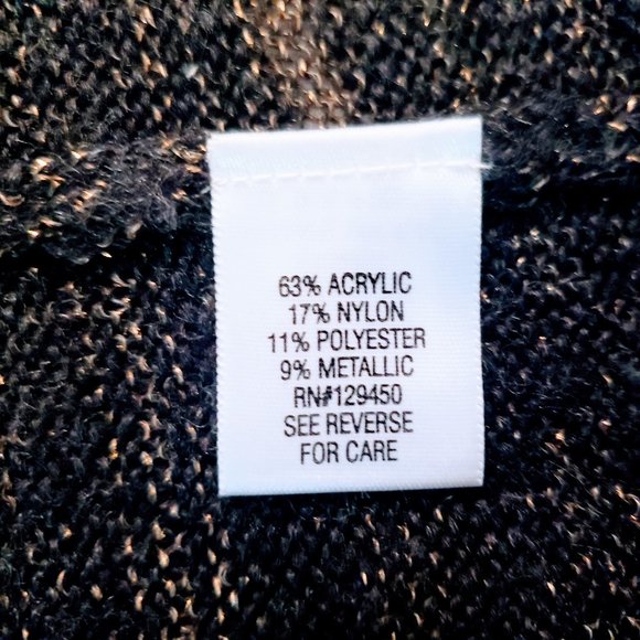 APT. 9 Sweater Dress, Black Gold Shimmery Sparkly Knit Soft Long Sleeve Career L - Picture 8 of 14